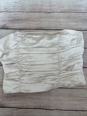 12th Tribe Satin Bandeau Tube Top in Light Cream Size Small